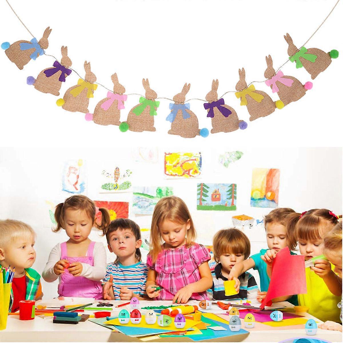 Easter Decorations Rabbit Shape Banners for Decoration 4Pcs Colorful Easter Garland