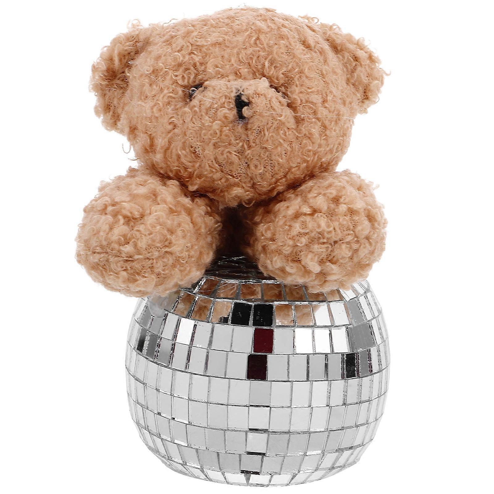 Disco Themed Events Home And Party Tabletop Decoration Mirror Ball Bear Decor Modern Elegance 11.00X7.00X7.00CM 1Pack