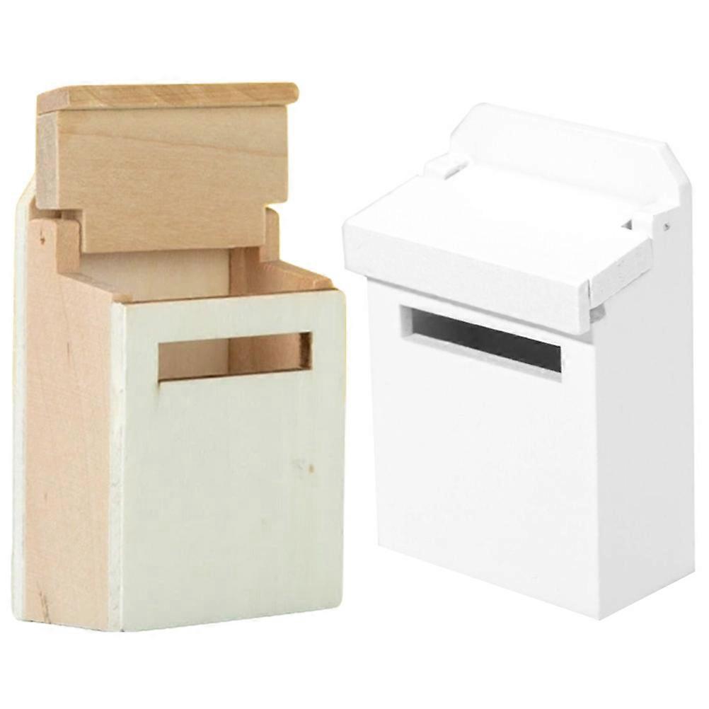 Wooden Tiny Mailbox Mini Mailbox Decor for Decoration 2Pcs