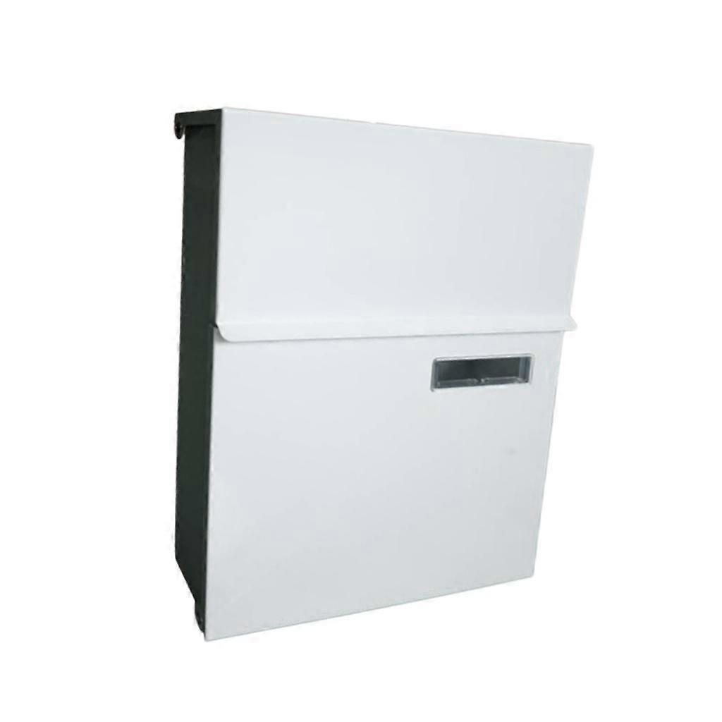 Wall Mount Mailbox Galvanized Iron Postbox Vintage Style Lockable Letter Box White