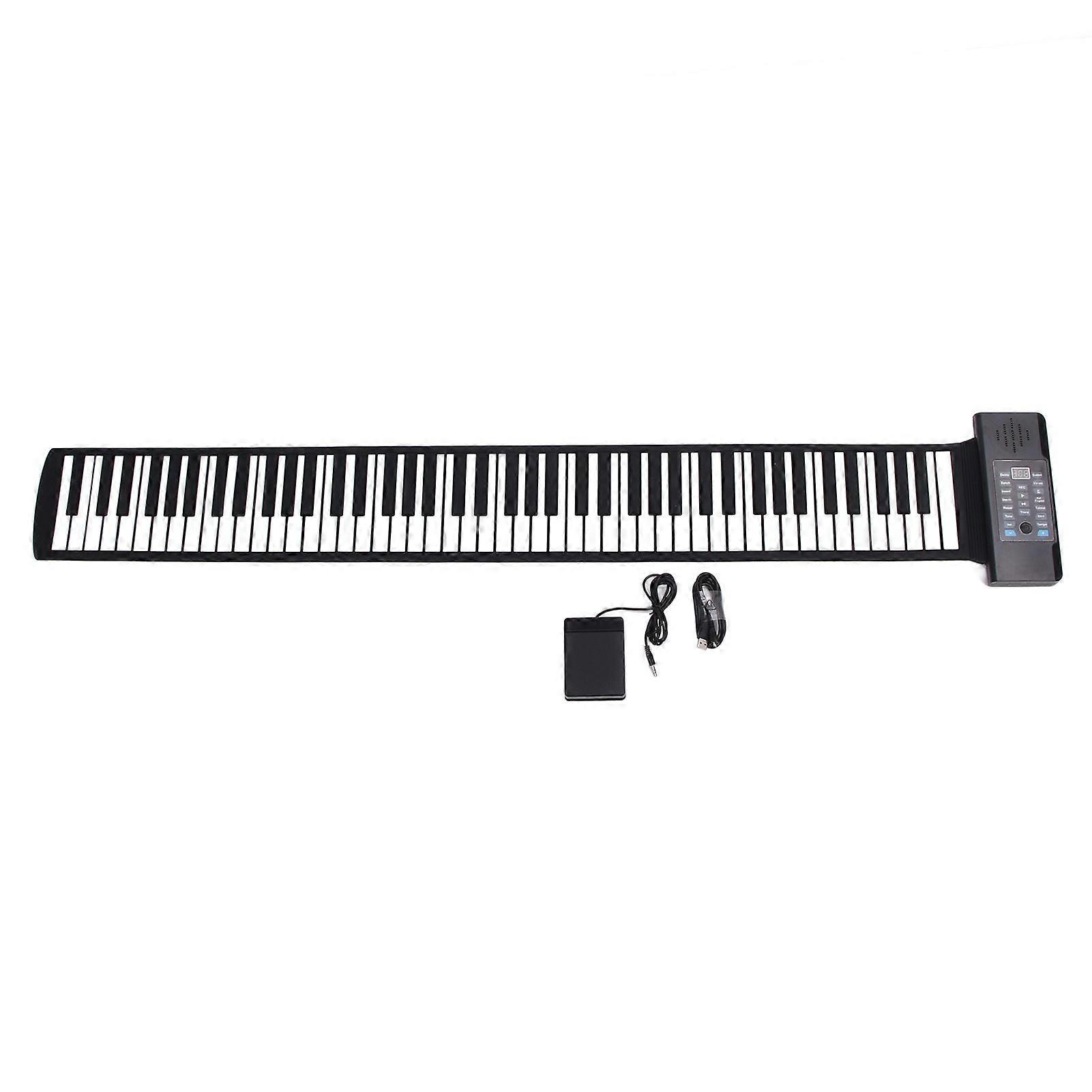 88 Keys Roll Up Piano Rechargeable 128 Tones Rhythms Electronic Hand Roll Piano with LED Display MIDI Function for Kids Beginners Gift