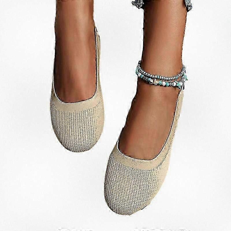 Women's Breathable Knit Round Toe Flat Comfortable Casual Slip-on Shoes