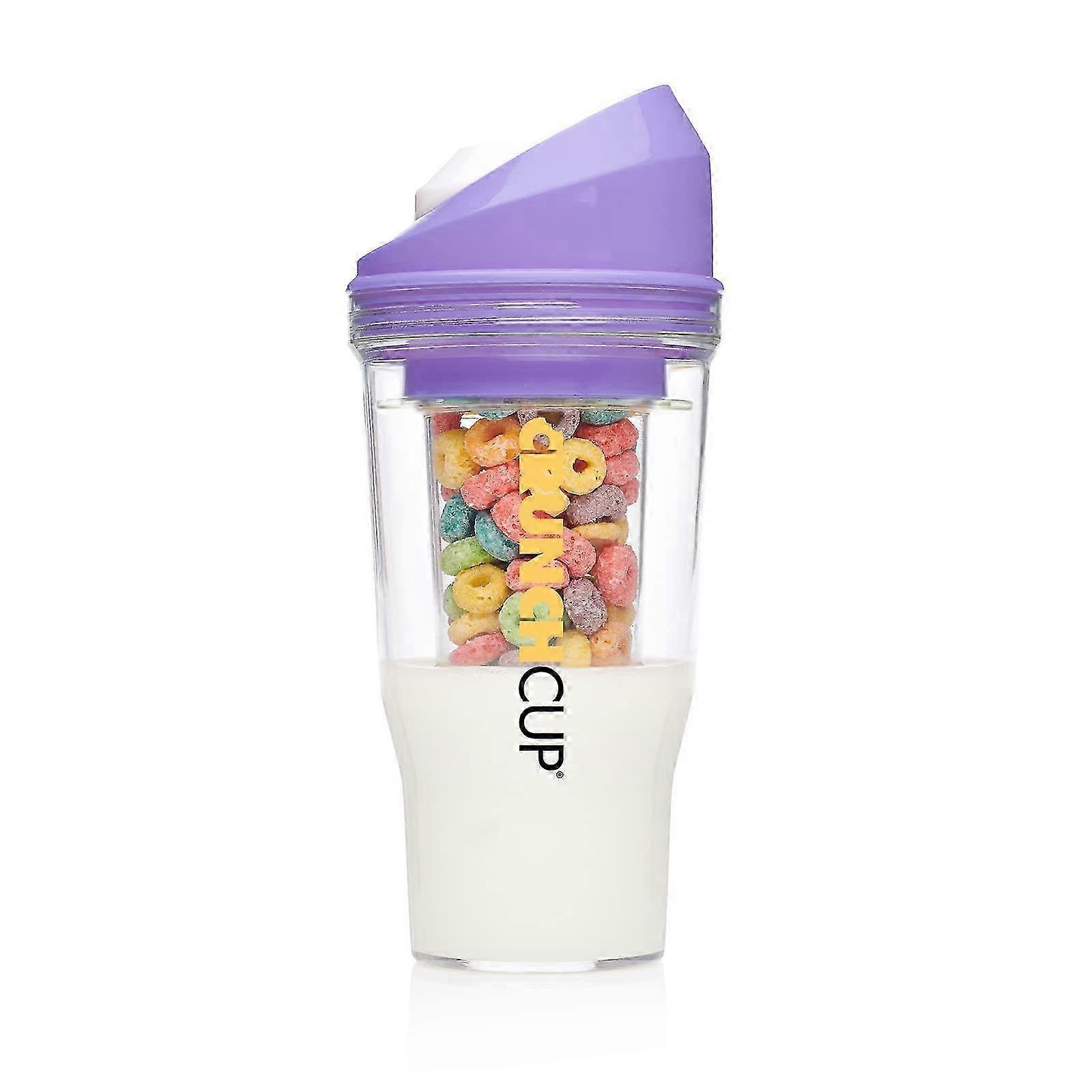 Plastic Cereal Cup for On-the-Go Breakfast, Travel-Sized Container without Bowl or Spoon Needed, Violet