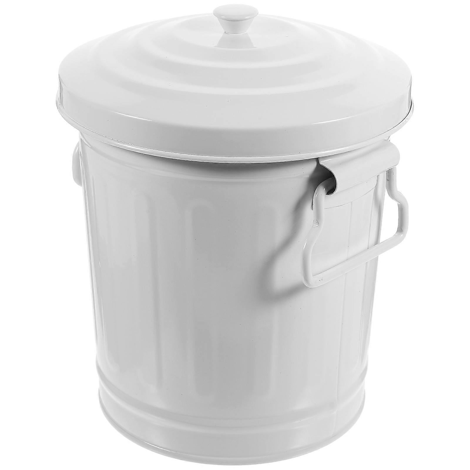 White Desk Pen Organizer Iron Trash Container for Storage 2Pcs