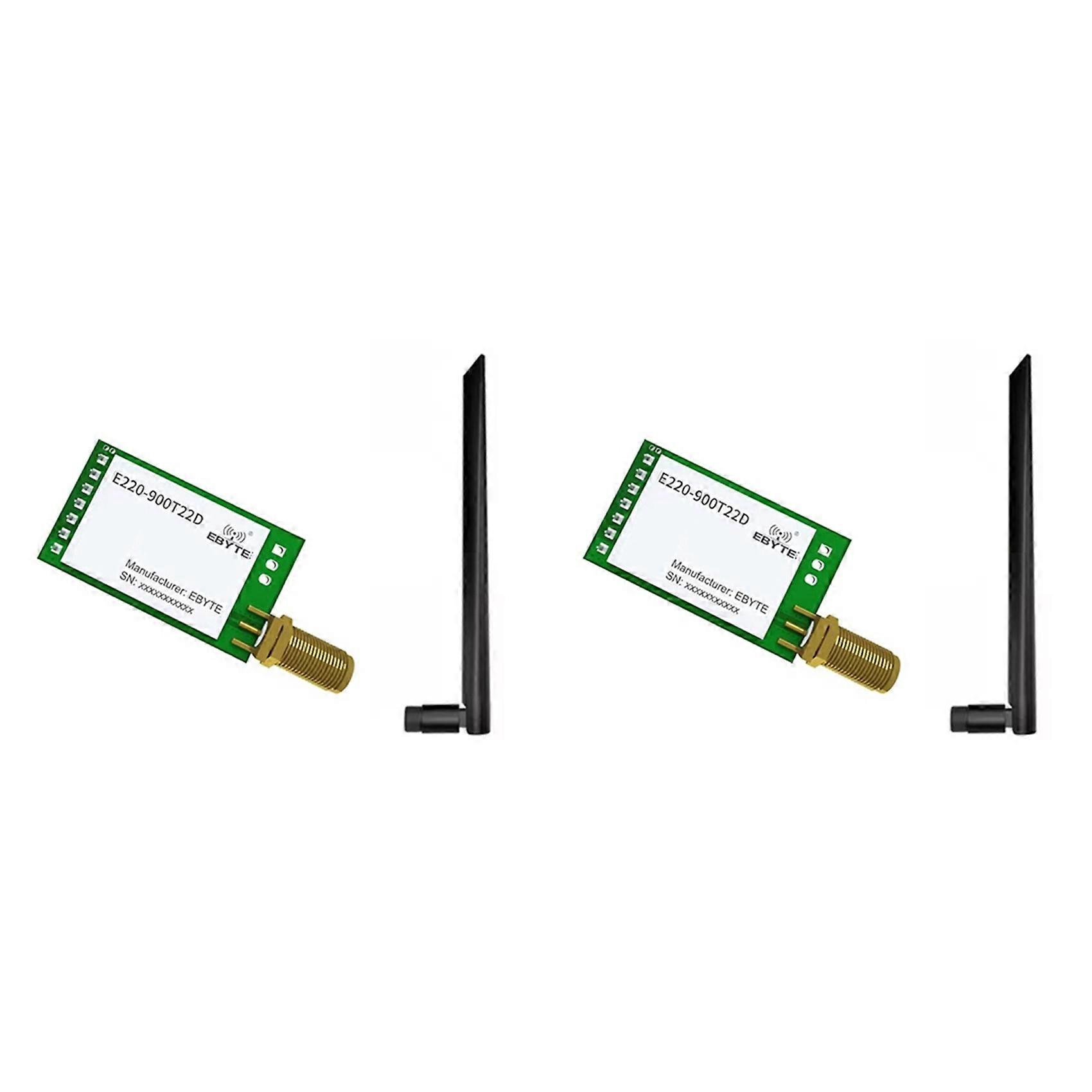 2X EBYTE E220-900T22D LoRa LLCC68 Wireless Module 22dBm 5km SMA-K UART RSSI Transmitter Receiver DIP W/ 868MHz Antenna