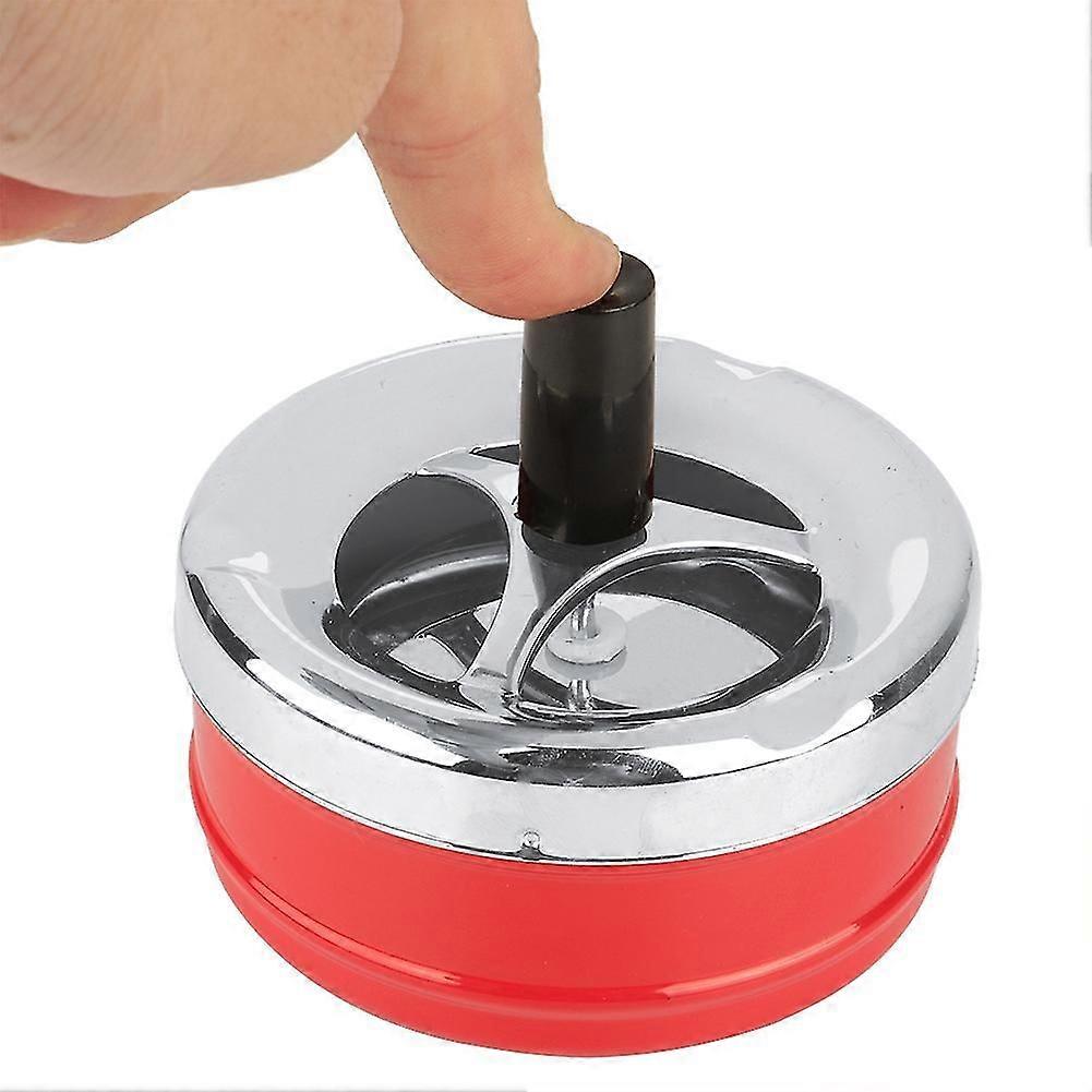 Round Metal Ashtray for Indoor and Outdoor Use with Push Down Feature