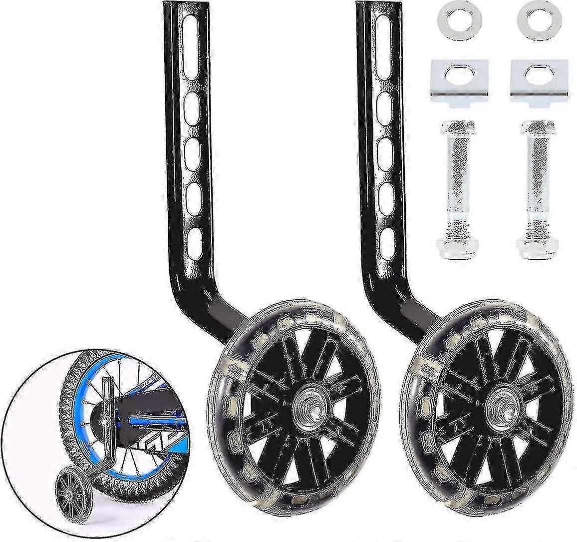 Bisiklet Eğitim Tekerlekleri, Çocuklar için 1 Çift Bisiklet Eğitim Tekerlekleri Siyah Bisiklet Stabilizatörleri Destek Tekerlekleri Erkek Kızlar