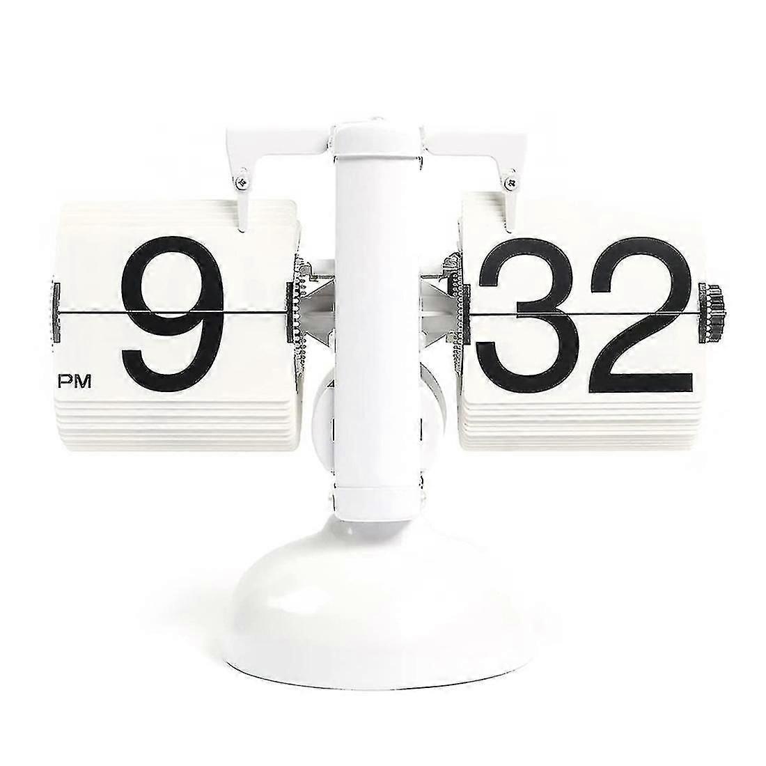 Flip Desk Clock - Home Office School Decor, White