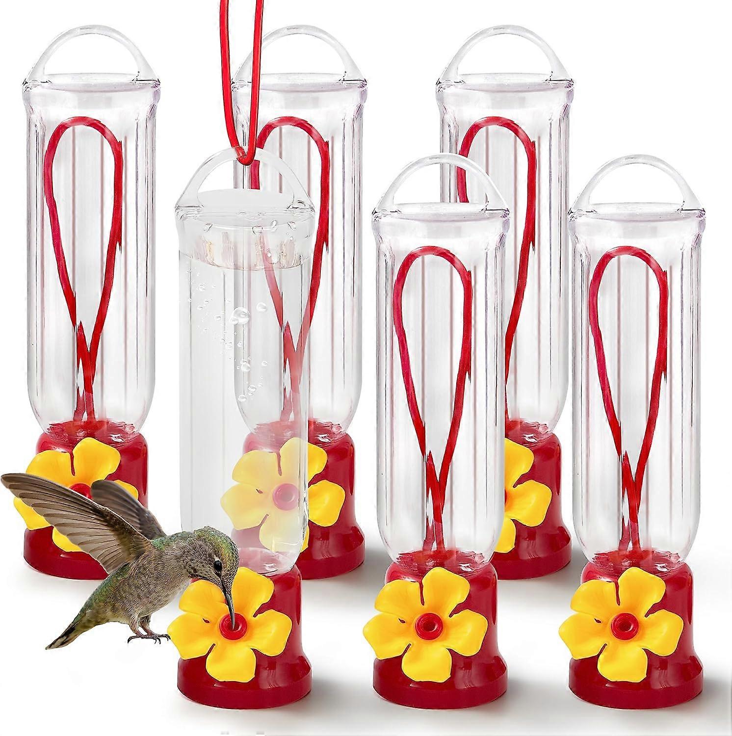 Lawn  Transparent Outdoor Humming Bird Feeder Set for Patio  Outside  Backyard Set of 6 Mini Hummingbird Feeders with Hanging Wires  Easy to  Garden