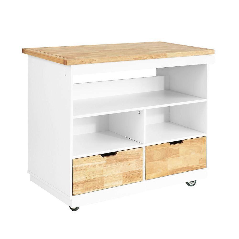 SoBuy FKW107-WN, Mobile da cucina con piano di lavoro in legno di gomma, credenza, isola da cucina, carrello da cucina con portasciugamani e ripian...