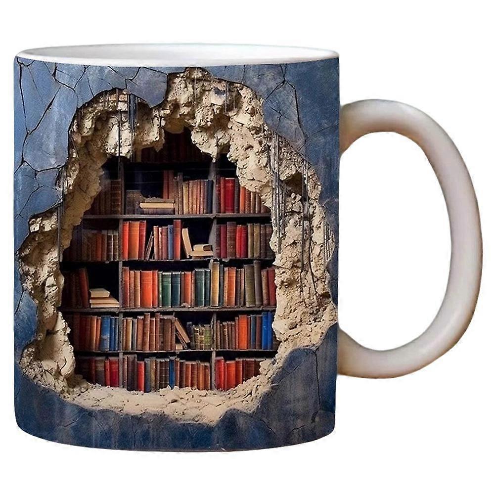 3d Bookshelf Mug - 3D Effect Books Mugs,Creative Space Design Multi-Purpose Mugs