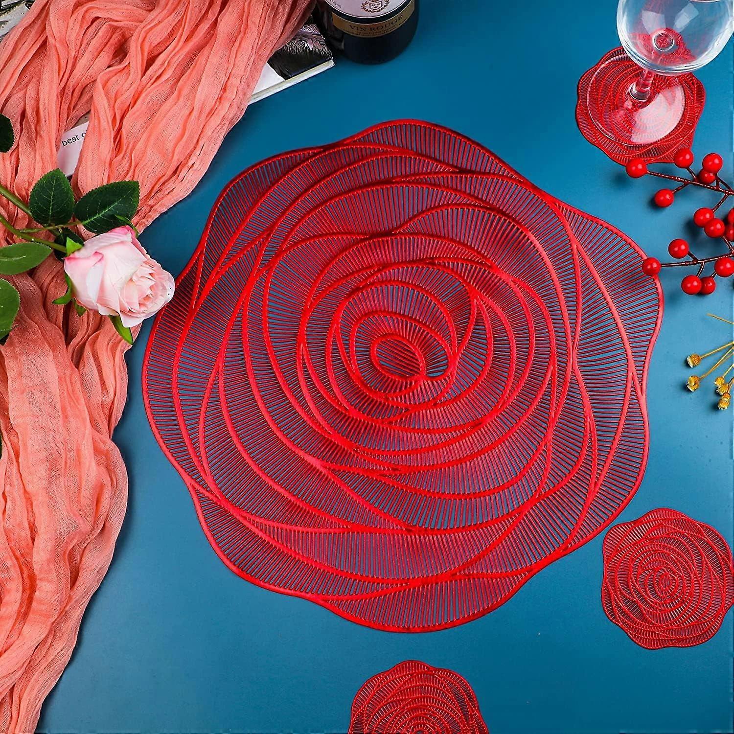 LINLIN Round Placemats, 6 Pack Metallic Placemats Set Metallic Place Mat Coaster Resistant Table Mats for Dining