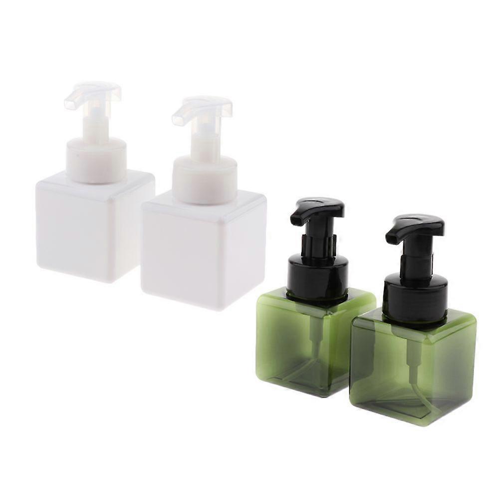 pack of liquid soap pump bottles 250ml white + green square lotion