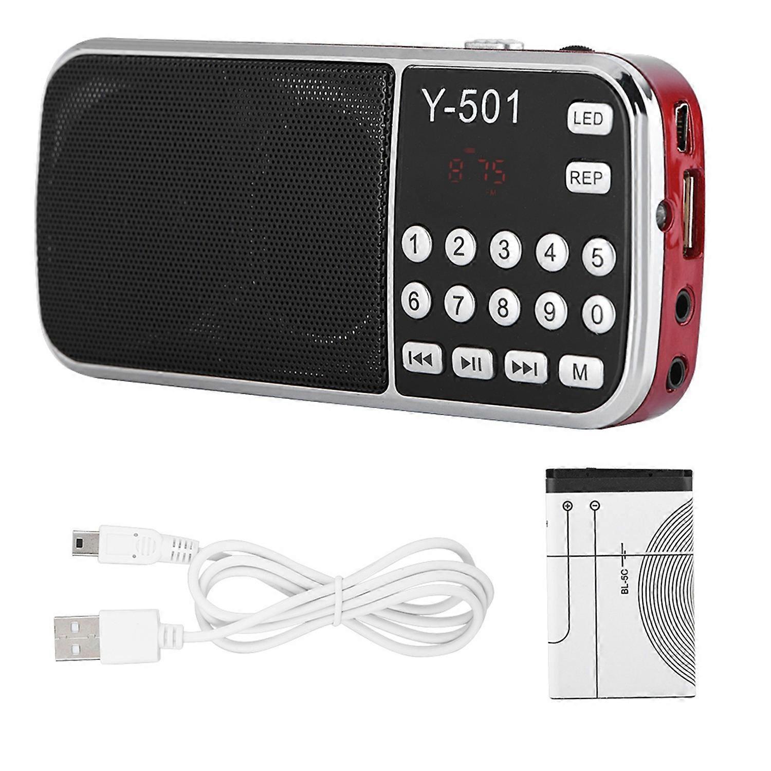 87.5‑108MHz Stereo FM Radio High Sensitivity Noise Cancelling Digital TF Card Radio ‑ Red