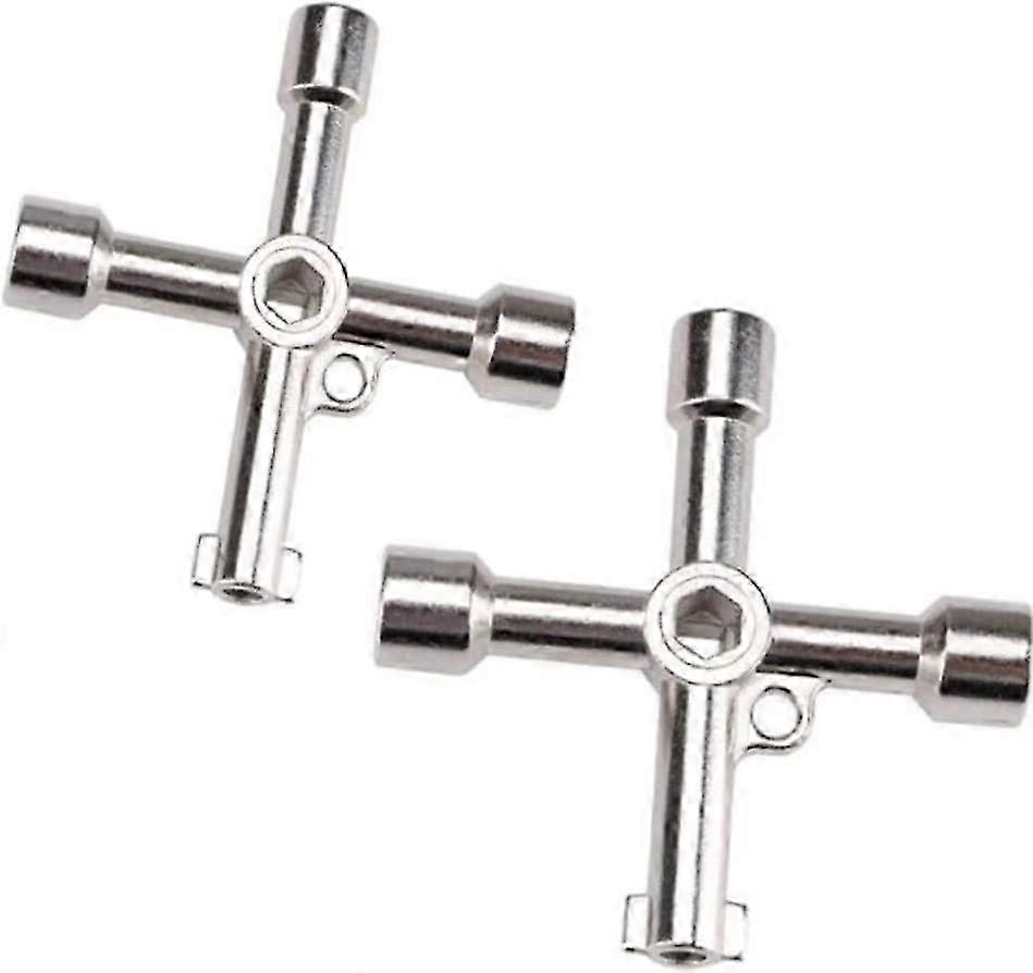 2x Multifunctional Electrical Cabinet Key 4 Way Utilities Key Gas Water Meter Key, Sliver SZRH