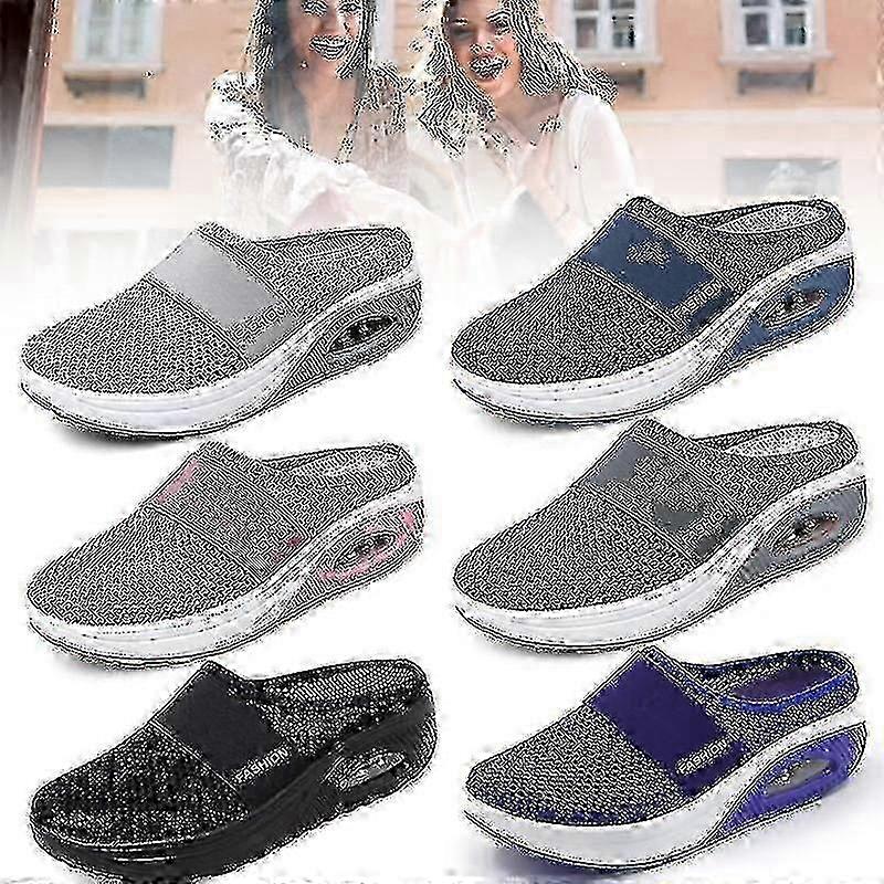 Improved Orthopedic Diabetic Air Cushion Walk-in Shoes with Mesh Platform Slide for Comfort