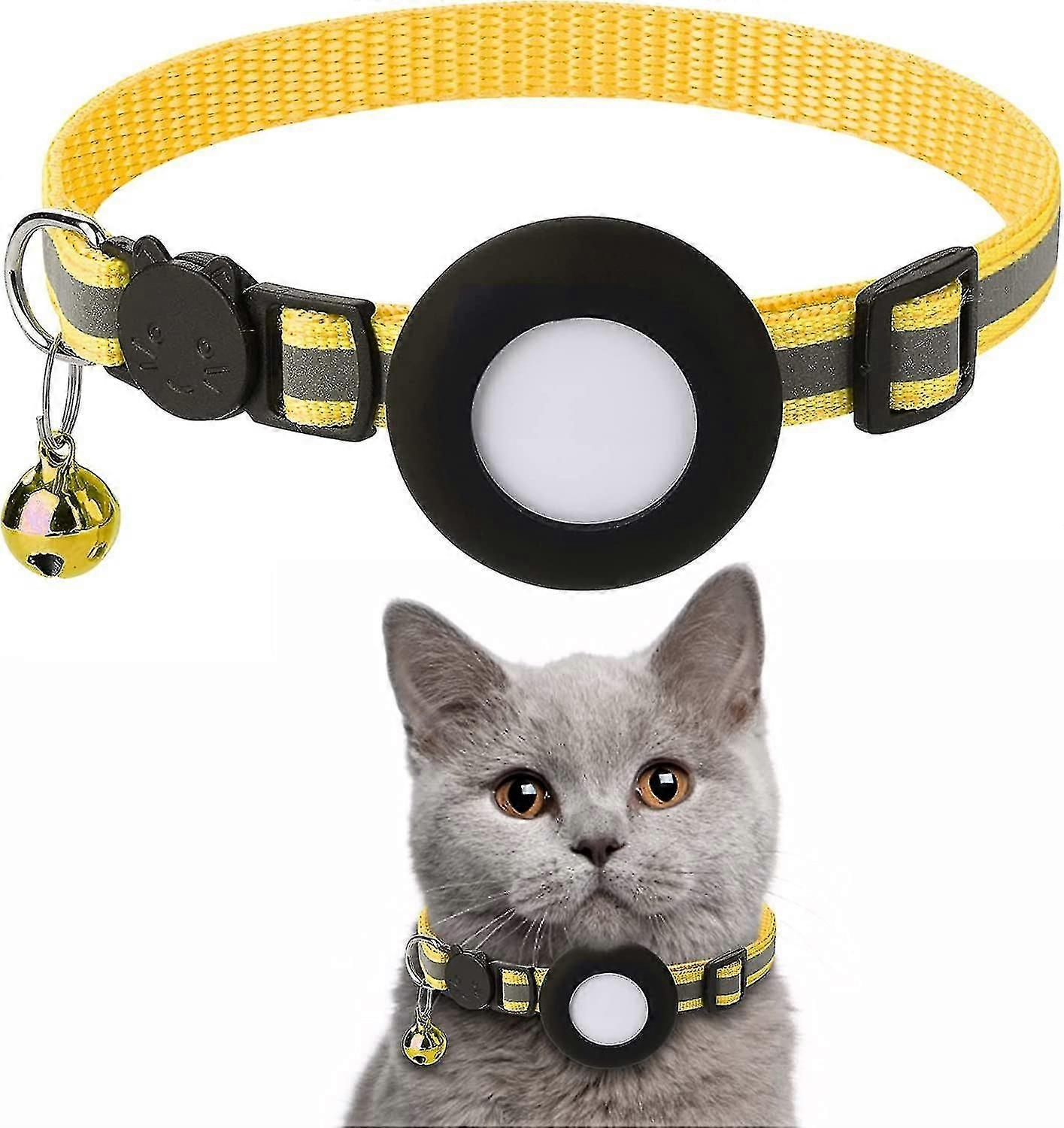 Airtag Cat Collar, Airtag Cat Collar With Bell And Safety Buckle In 3/8" Width, Reflective Collar With Waterproof Airtag Holder, Compatible With Apple