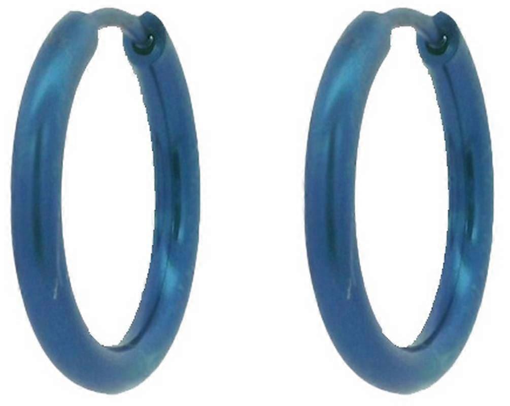 Ti2 Titanium Medium Round Hinged Hoop Earrings - Dark Blue
