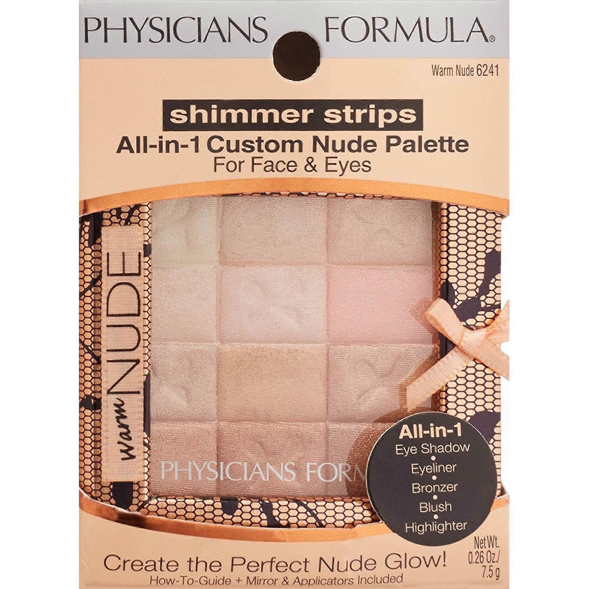 Physicians Formula Shimmer Strips Custom All-in-1 Nude Palette pro obličej a oči, teplá nude, 1 ks