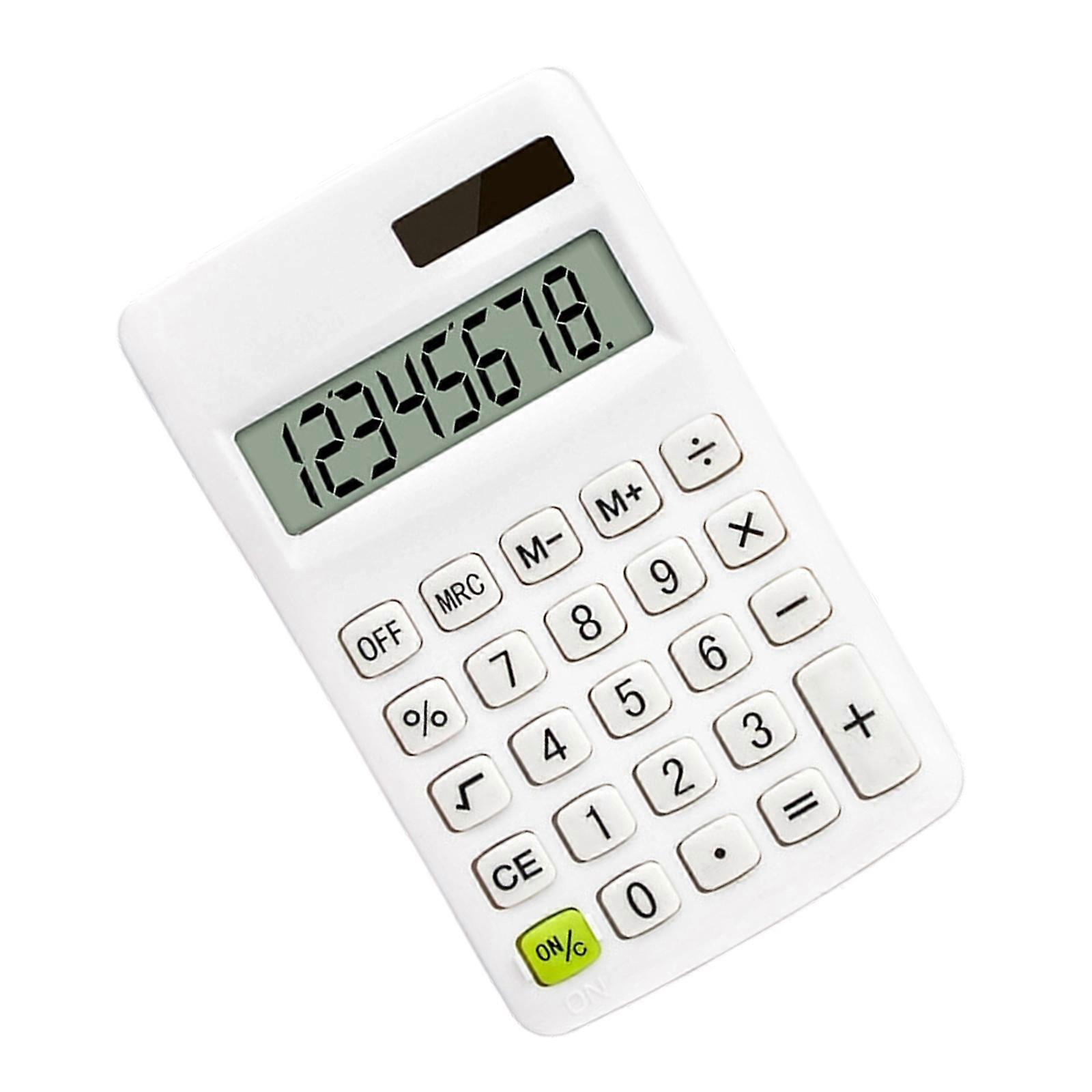 8 Digit Solar Calculator Plastic Office Financial Environmental Science Energy Student Function Calculator Ergonomic  White