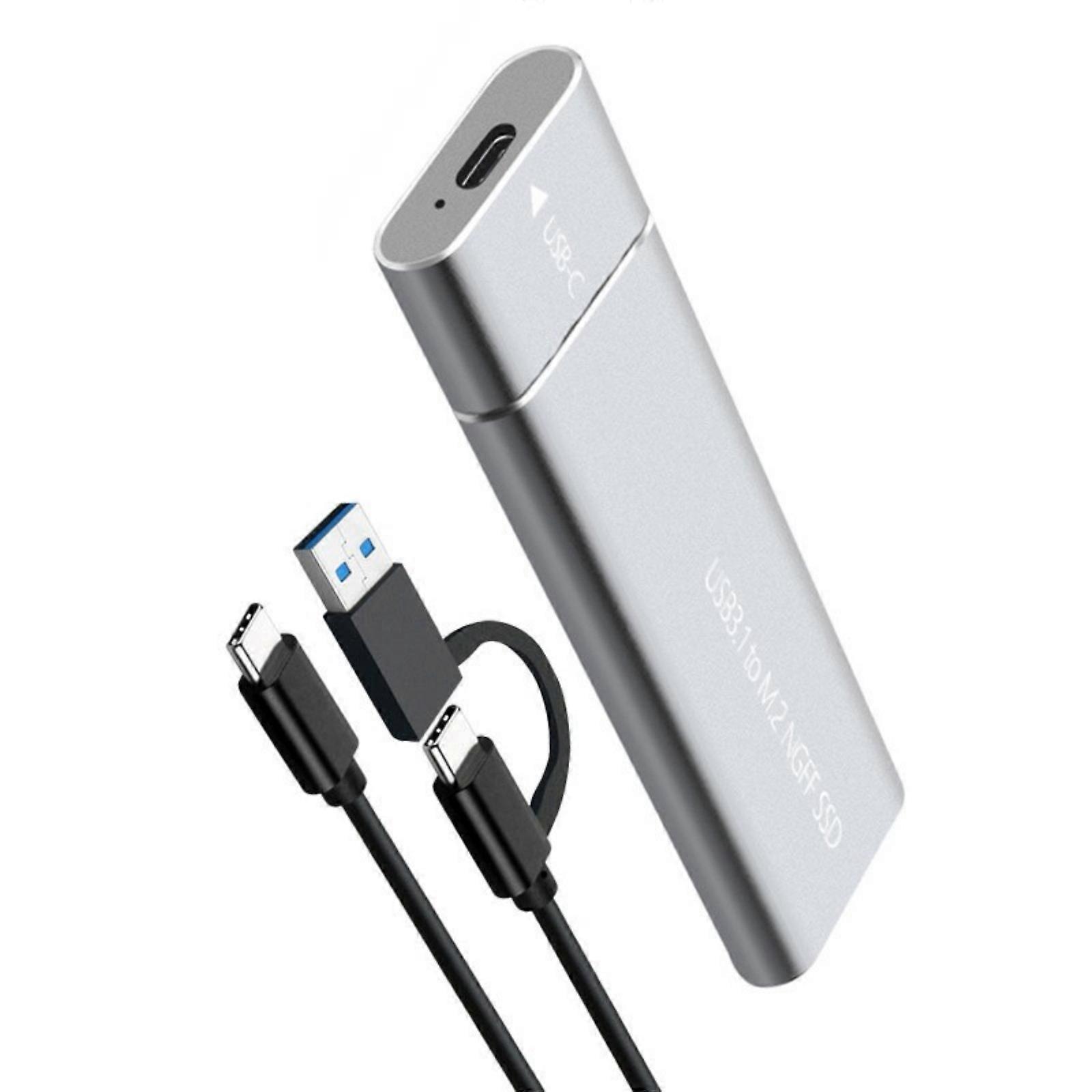 M.2 Hard Drive Enclosure USB 3.1 Type C 5Gbps Enclosure Case Support for 2230/2242/2260/2280 Enclosure Accessories  Silver