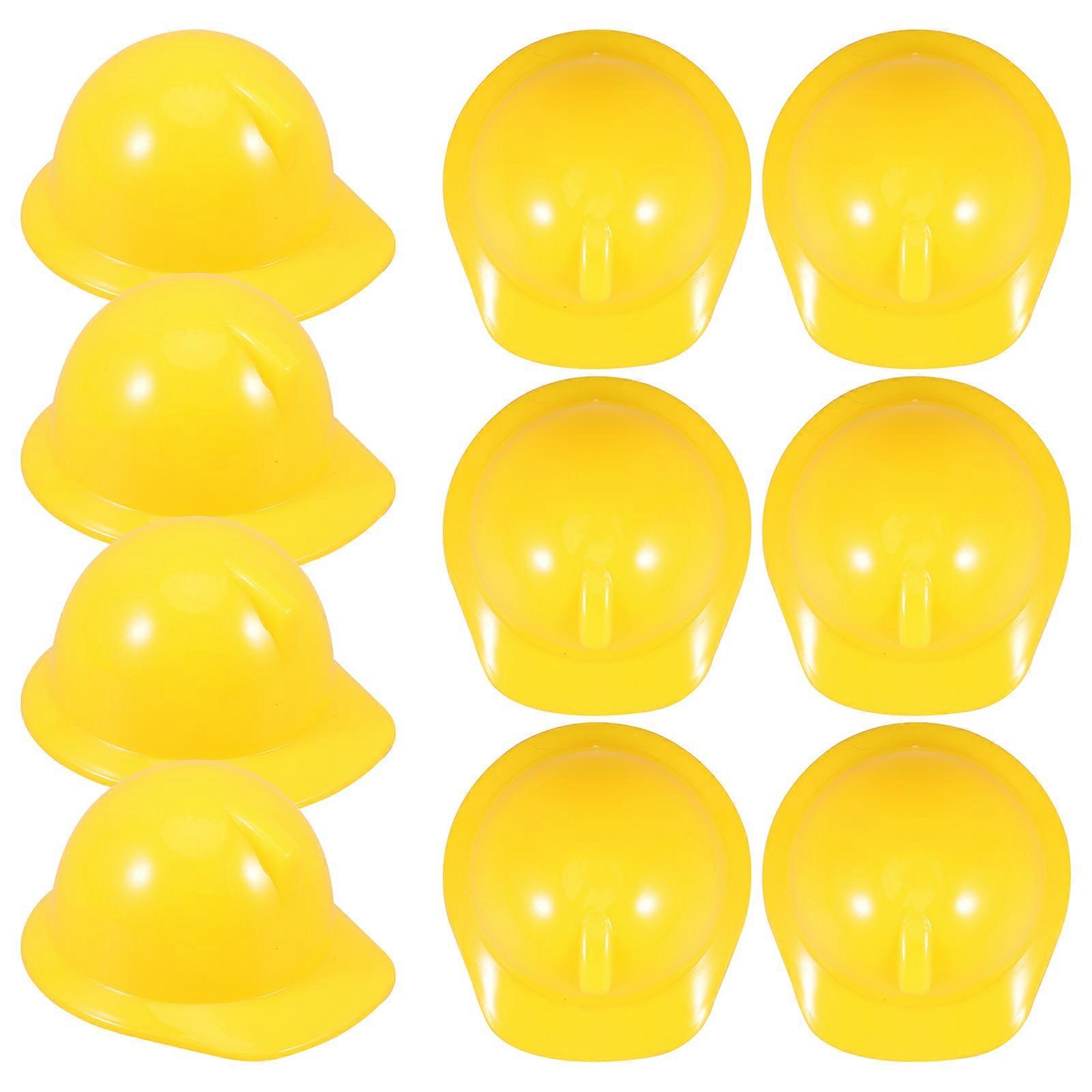Miniature Construction Hat Plastic for Decor 10Pcs Yellow Doll Caps