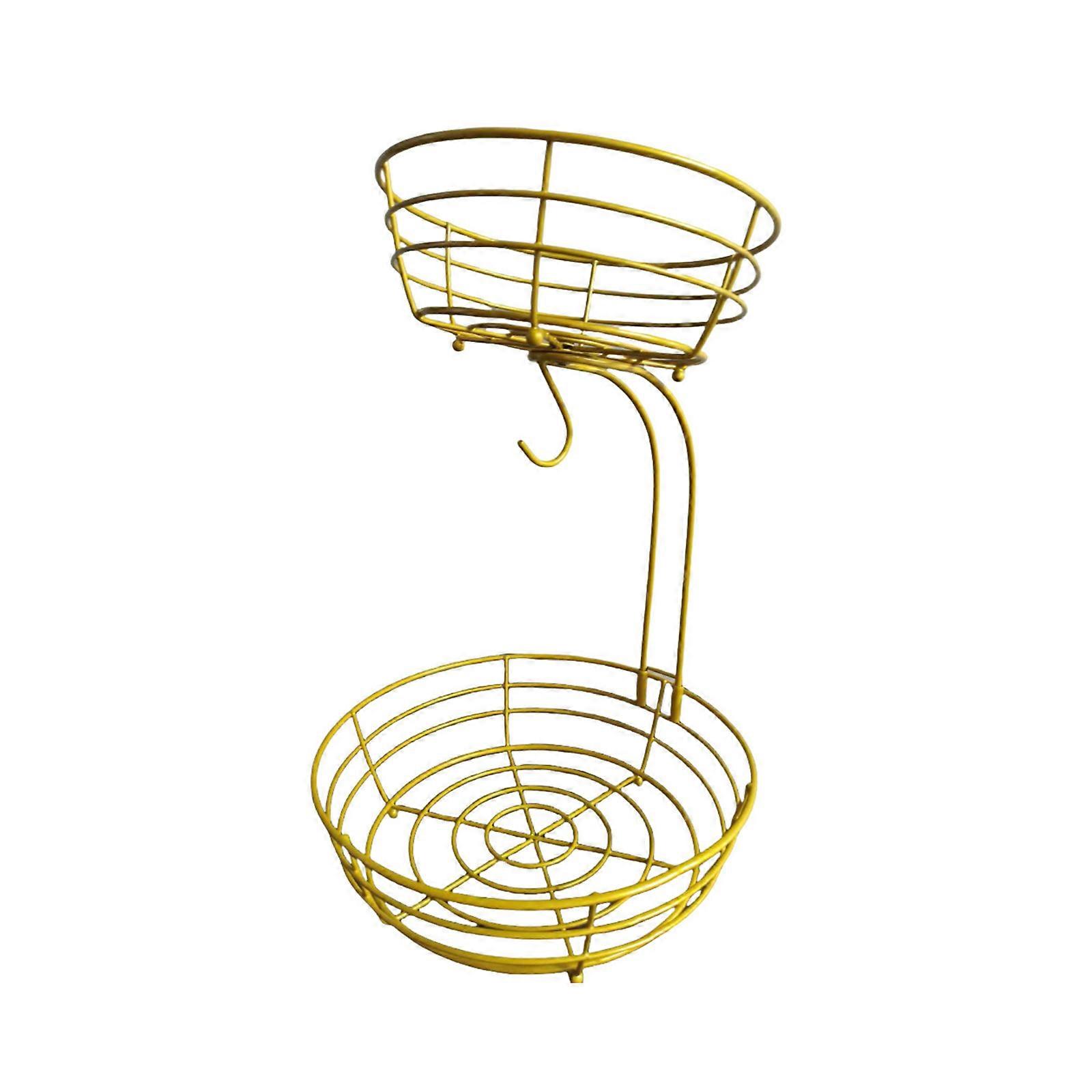 Double Layer Iron Fruit Tray With Removable Design Space Saving Kitchen Countertops Dishwasher Safe Serving Plate  gold