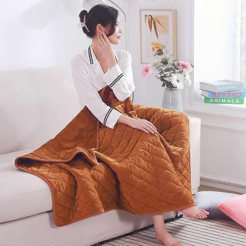 Electric Blanket Single 75x120cm USB 5V 3 Temperature Setting Soft Flannel Machine Washable Brown