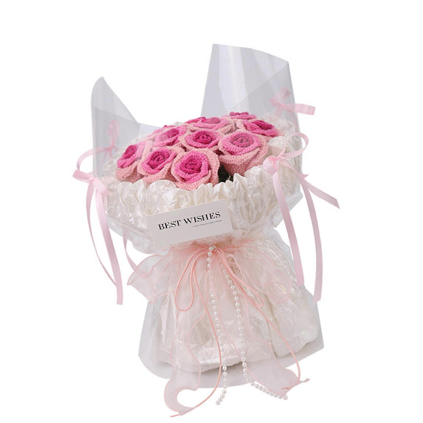 Crochet Flower Bouquet Supplies for Beginner Handmade Crochet Bouquet Set with Step-by-Step Video Tutorial Instruction Multicolor