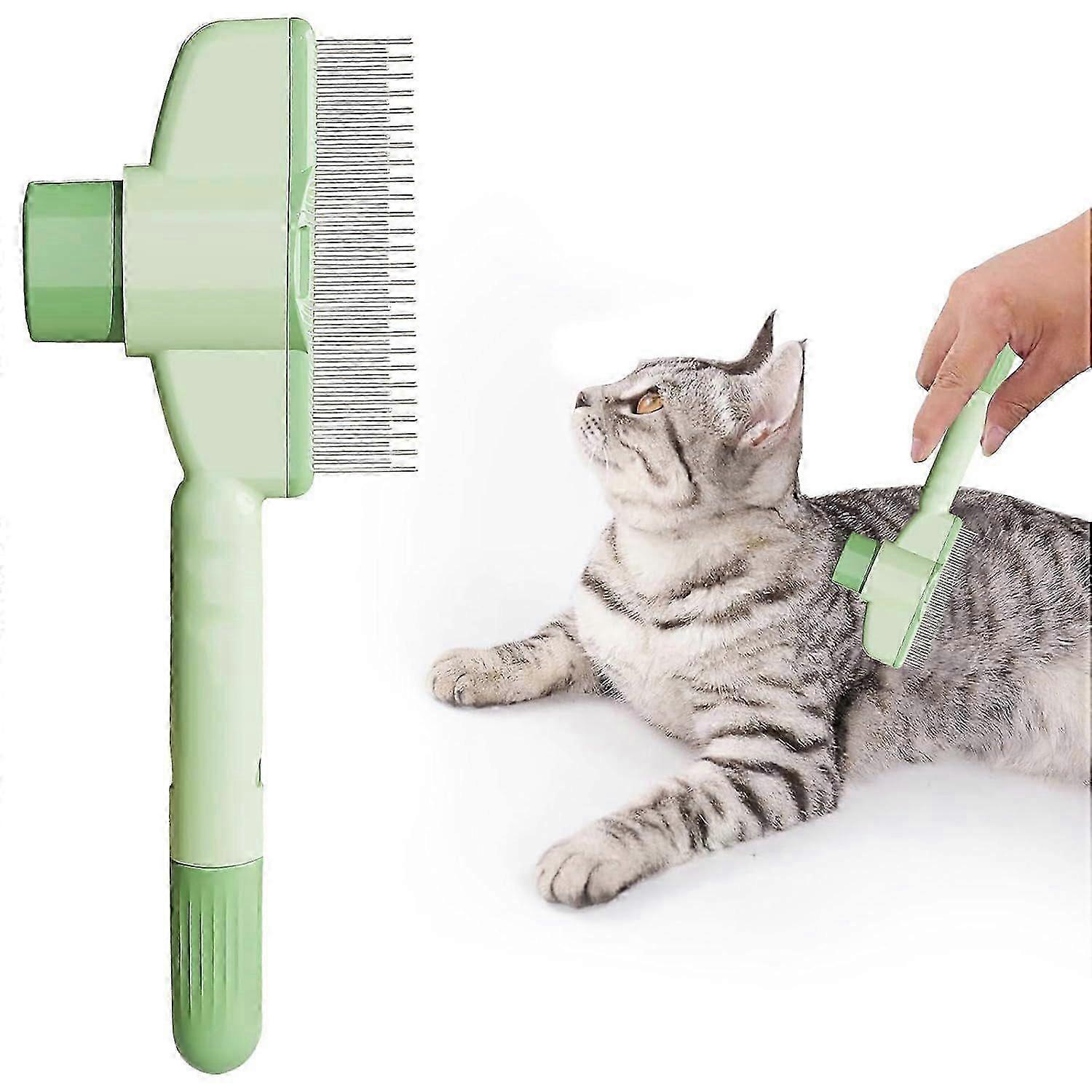 Pet comb for shedding control with release button