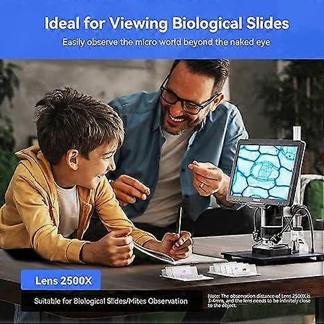 Digital microscope, 10.1-inch, 2500x magnification, with IPS screen, allows observation of an entire coin, suitable for adults, compatible with PC/TV,