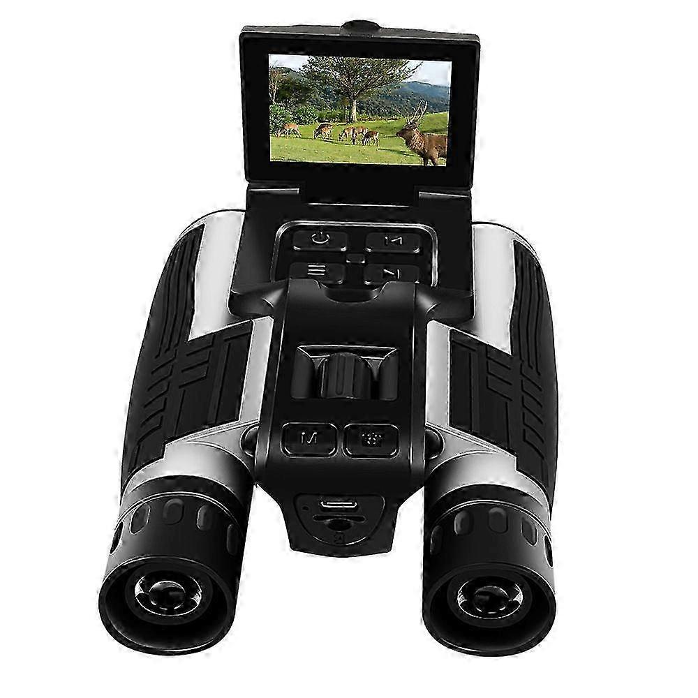 Binóculos 12x32 com gravação de vídeo e tela LCD de 2,4 polegadas para camping e trilhas.