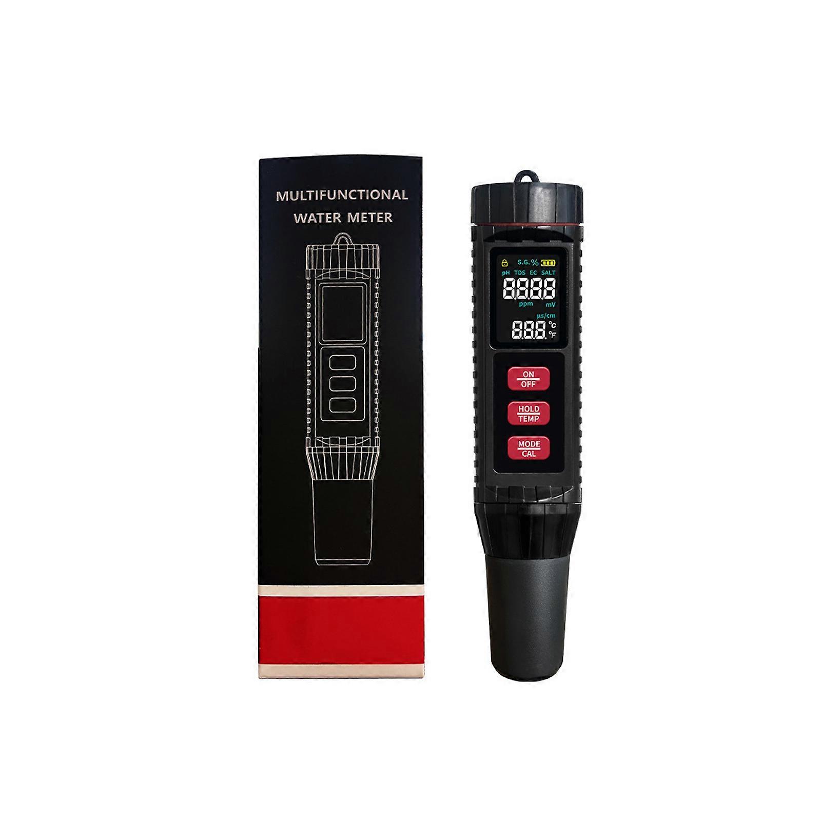 Integrated Digital Water Tester Tall Accuracy Saltyness Temperature Meter For Pool Marinepark Drinking Water Multicolor