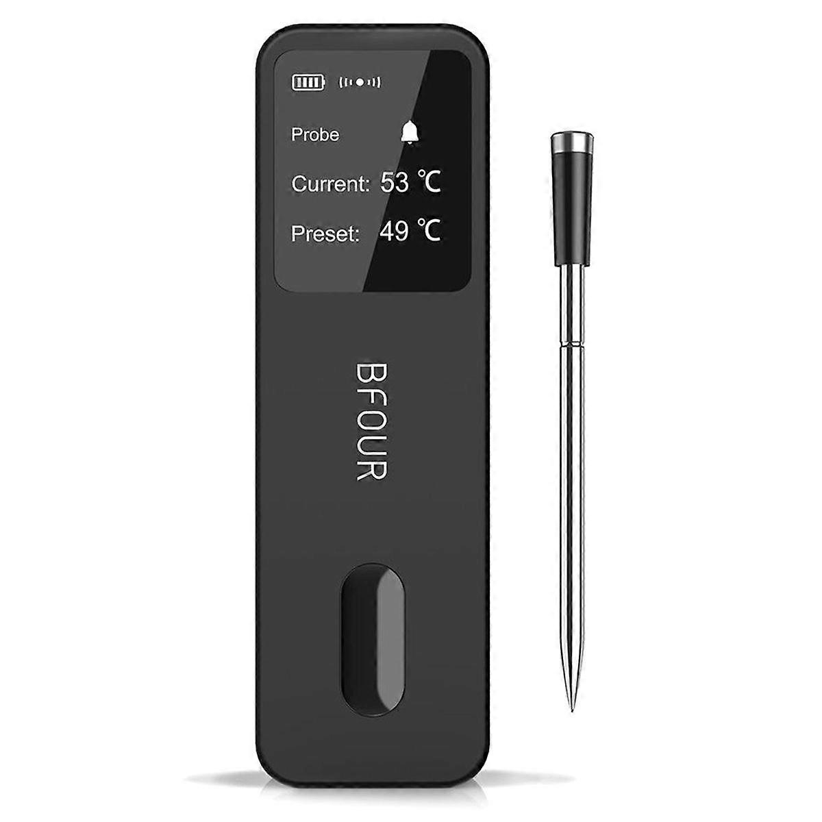 Wireless Meat Bluetooth Probe Rechargeable Food with LCD Screen & Booster for BBQ Oven Rotisserie