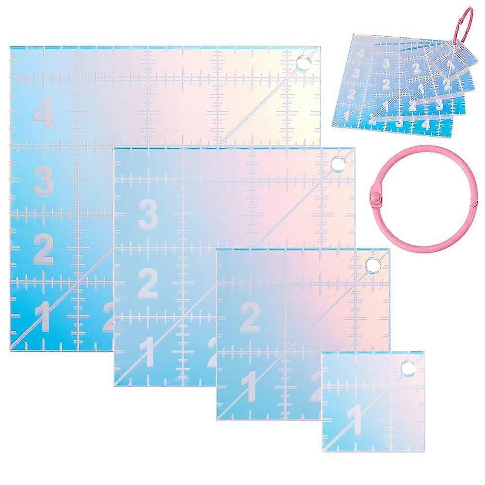 4 Sizes Quilting Acrylic Template 4 Square Dazzling Colors Quilting Ruler Fabric Sewing Cutting Ruler DIY Template Tools with Clear Printed Lines for 