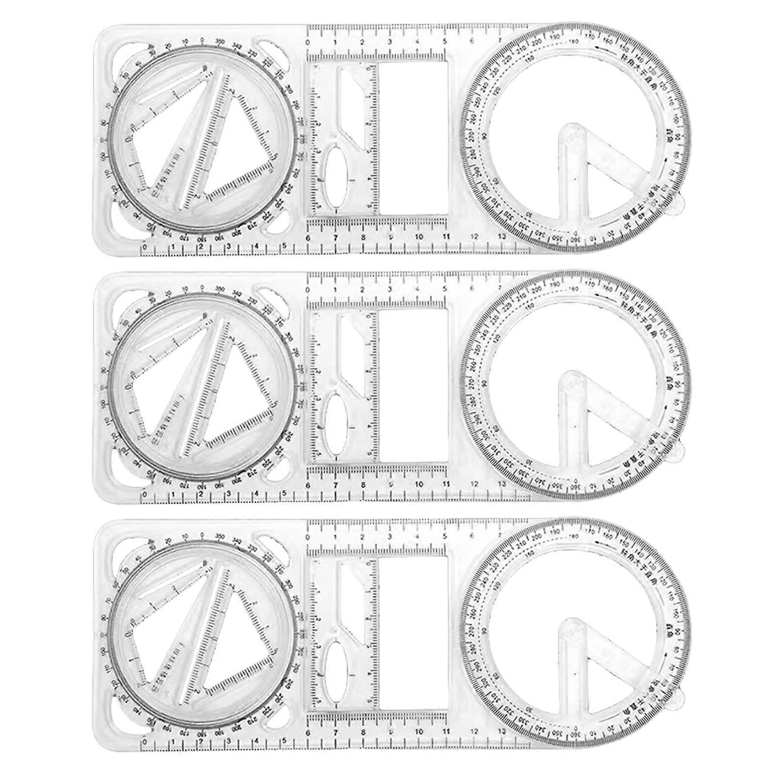 1/2/3 st multifunktionell linjal mätlinjal geometrisk linjal utkastslinjal för ritning flerfärgad