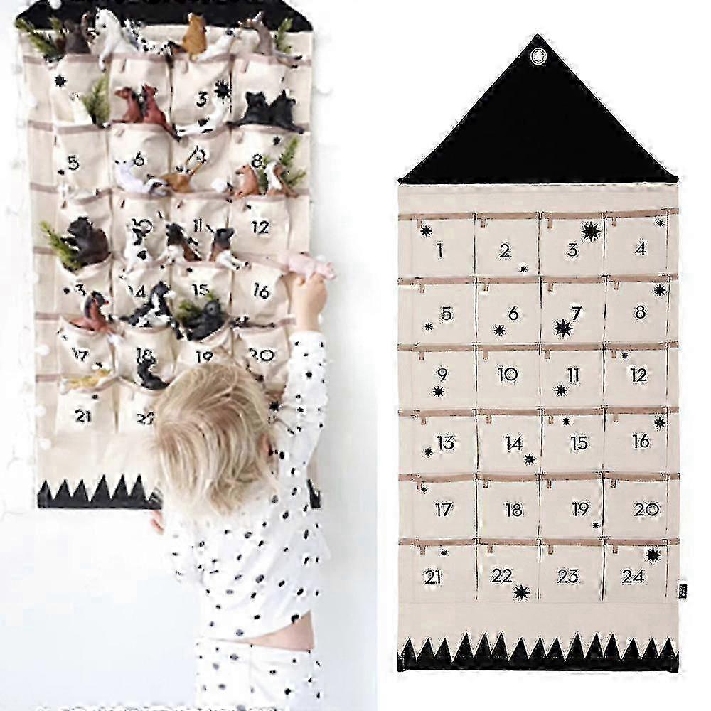 Home Use 24 Pockets Christmas Advent Calendar Countdown Hanging DIY Surprise Xmas Gift