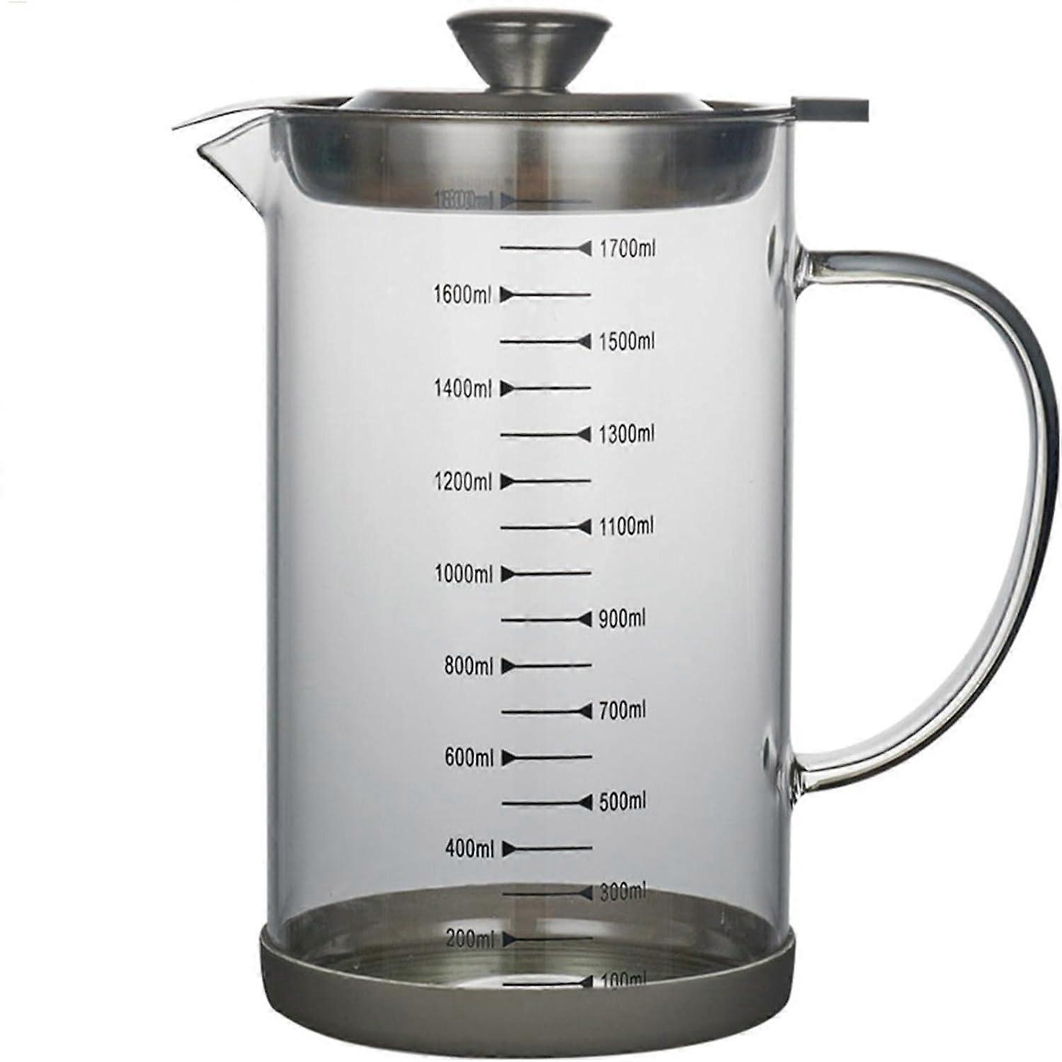 Grease Storage Container with Mesh Strainer and Lid for Bacon Fat and Frying Oil 1800ml