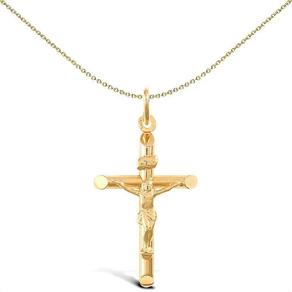 Jewelco London 9ct Yellow Gold INRI Crucifix Cross Pendant