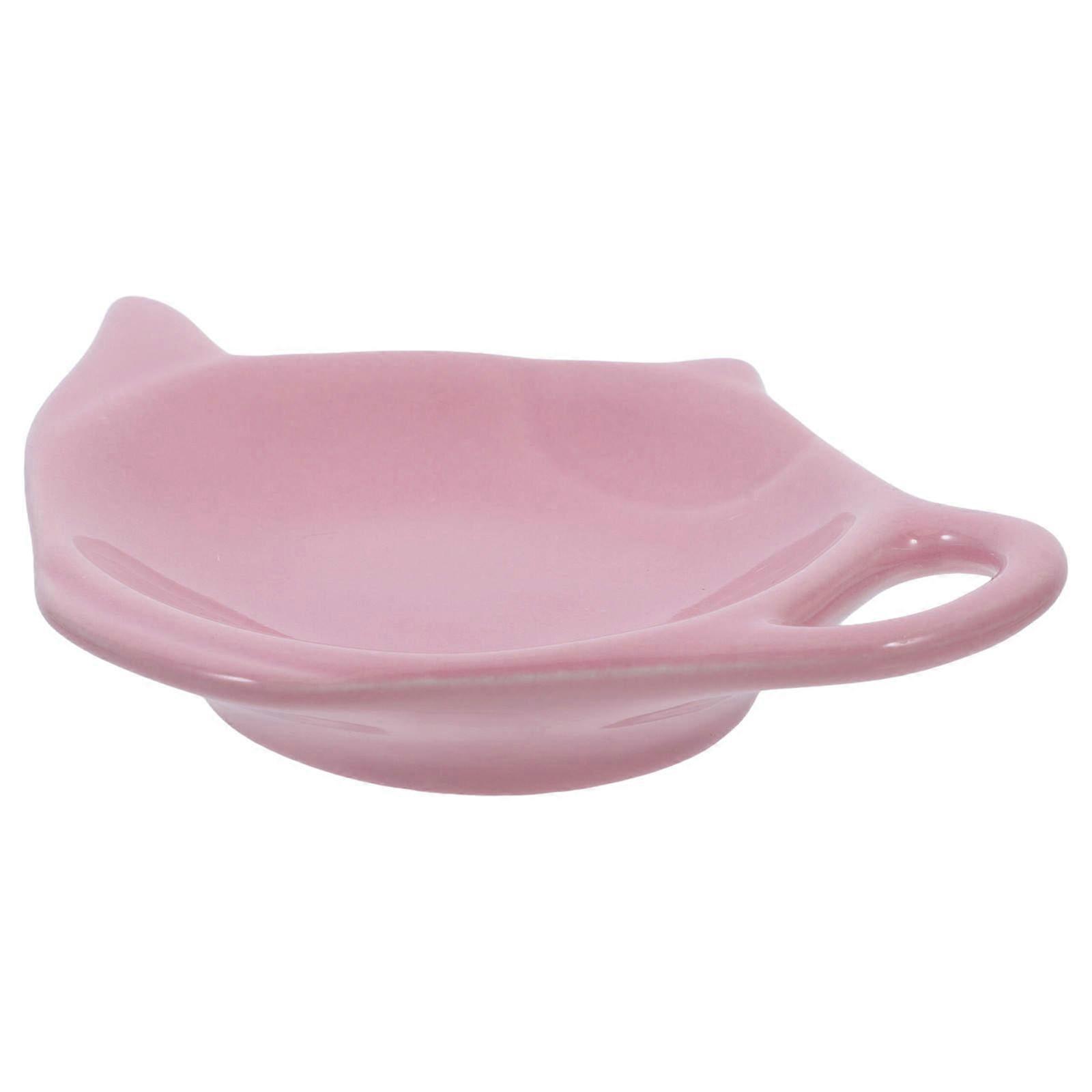 Kitchen Tea Bag Holder Teapot Shaped Ceramic Tray for Storage Pink