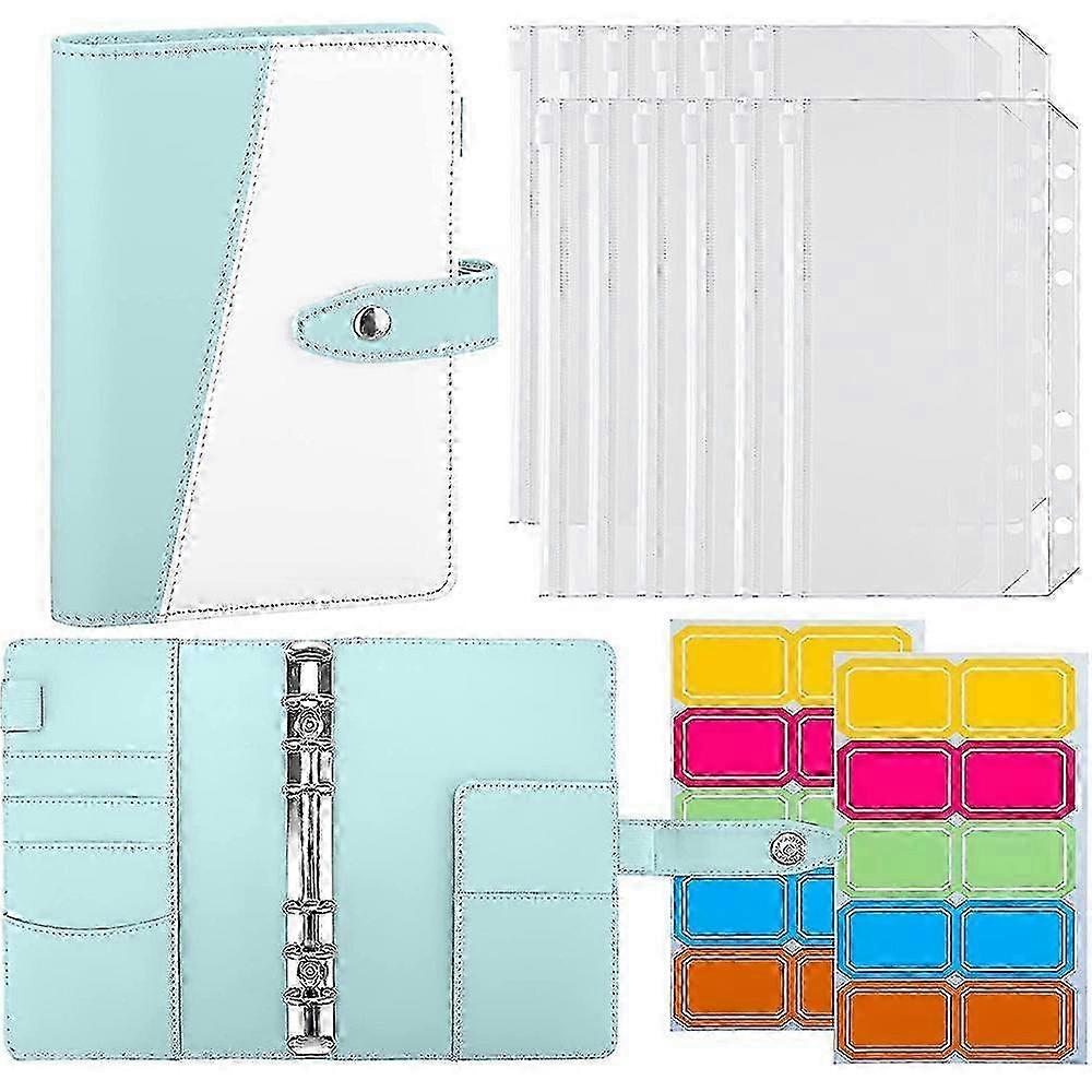 2025 Splicing Design A6 Binder Notebook 6 Rings Binder Cover with 12 PVC Pockets and 2 Random Color