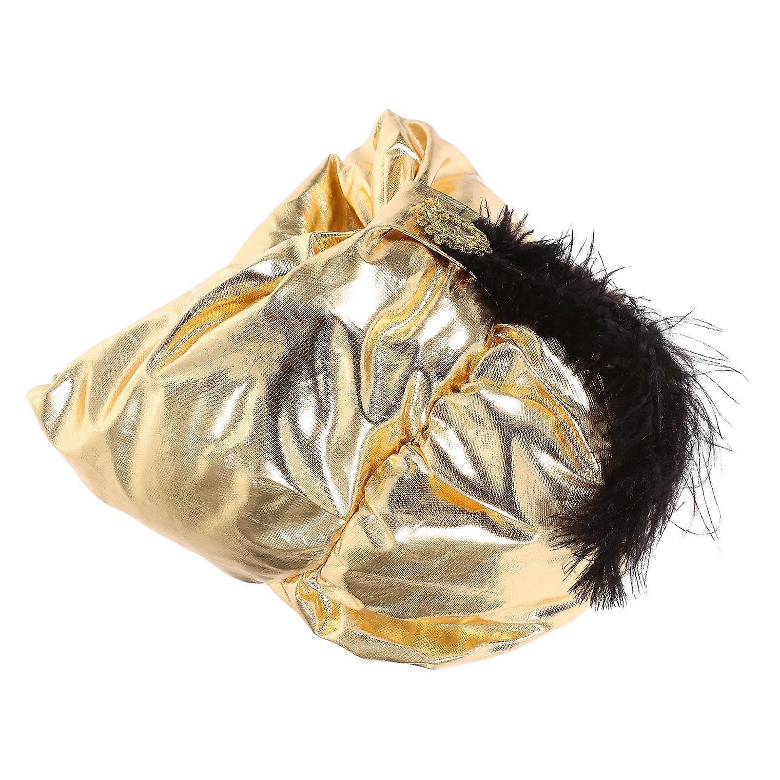 Arabian Costume Hat for Party Use with Plume Decor Accessory