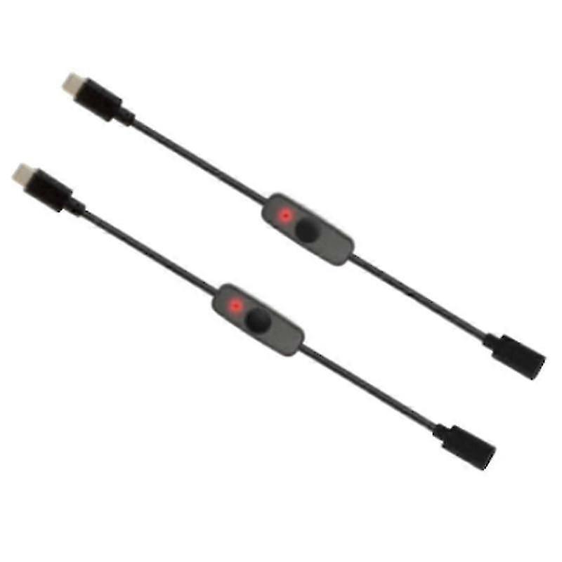 Power Switch USB Type C with Indicator Light Male to Female USB-C Extension Cable Switch for Raspberry Pi 4B 2Pcs