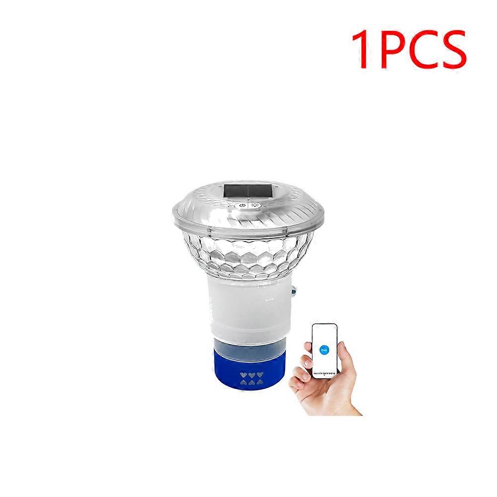 1-3PCS Solar Powered Adjustable Pool Chlorine Dispenser with Colorful Lights Floating Pool Chlorine Dispenser For home Nighttime