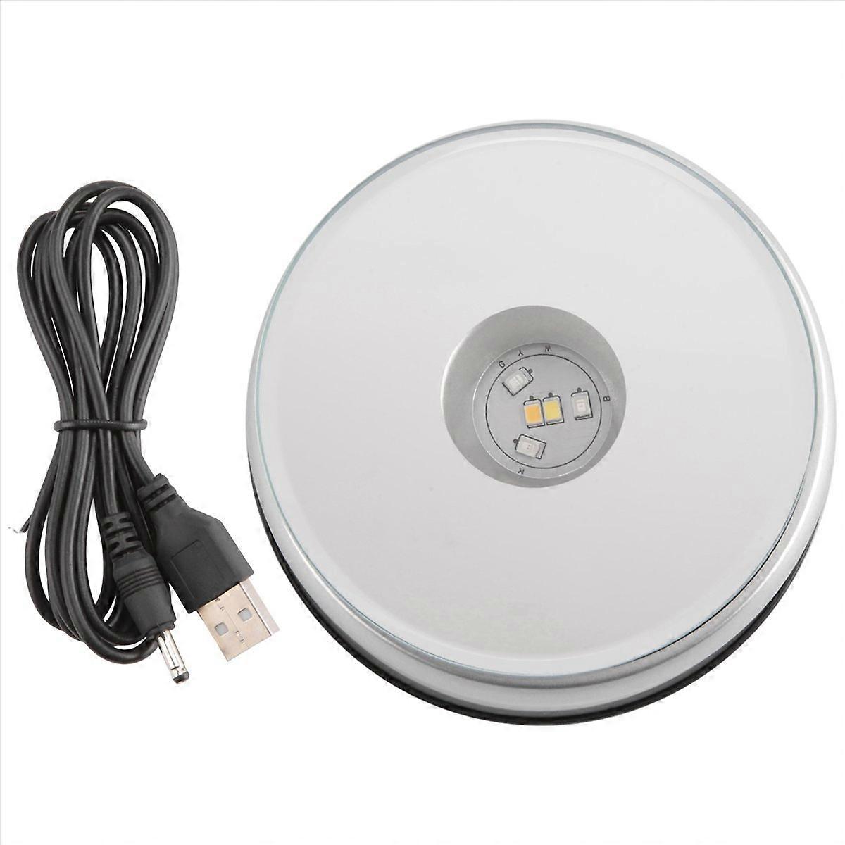 LED Colored Rotating Crystal Display Base Stand with USB Cable