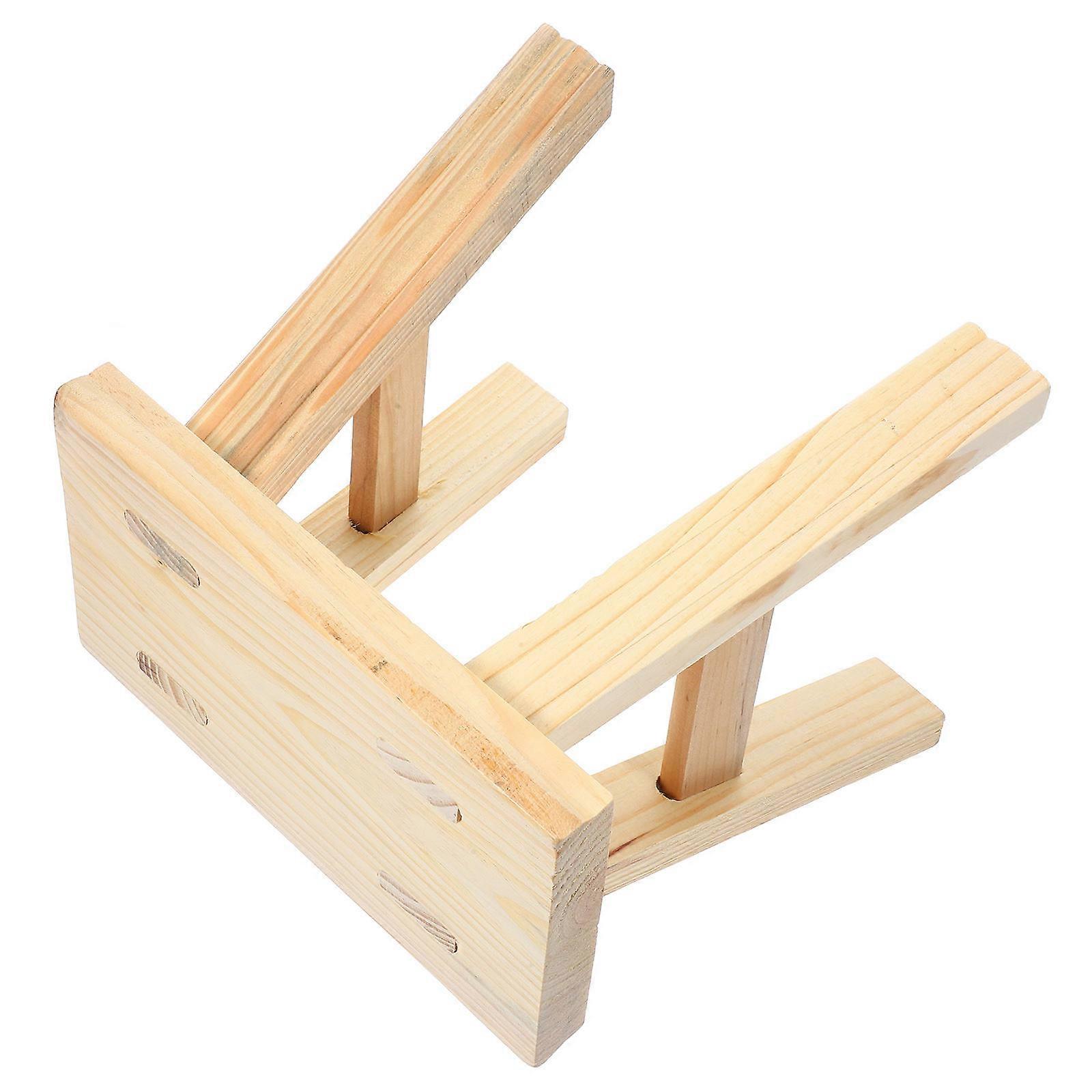 Stable Khaki Wood Stool for Home Use with Non-Slip Design Small Stool