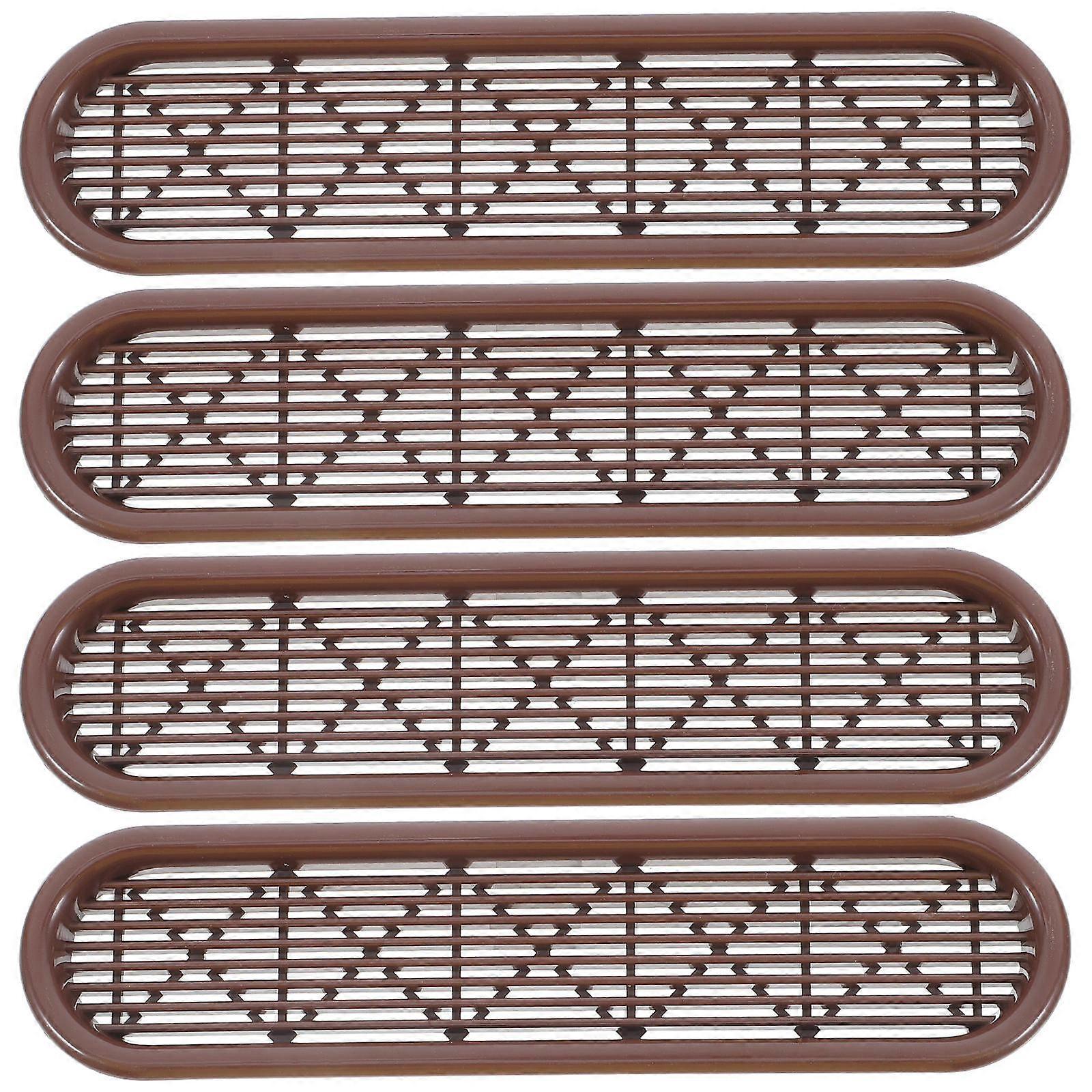 Plastic Ventilation Panel Grille Vent Cover for Shoe Cabinet 4Pcs Light Brown
