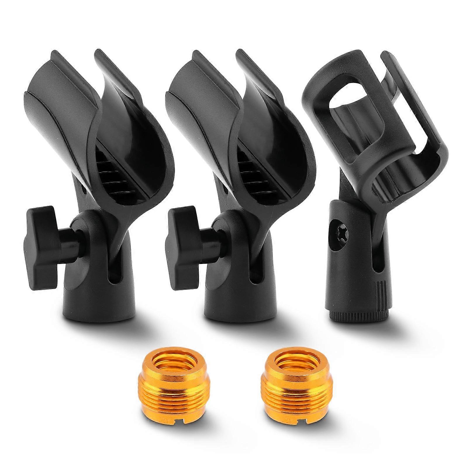 3 Pcs Universal Microphone Clip Holder, Adjustable Mic Stand Clip with Screw Adapter, Black