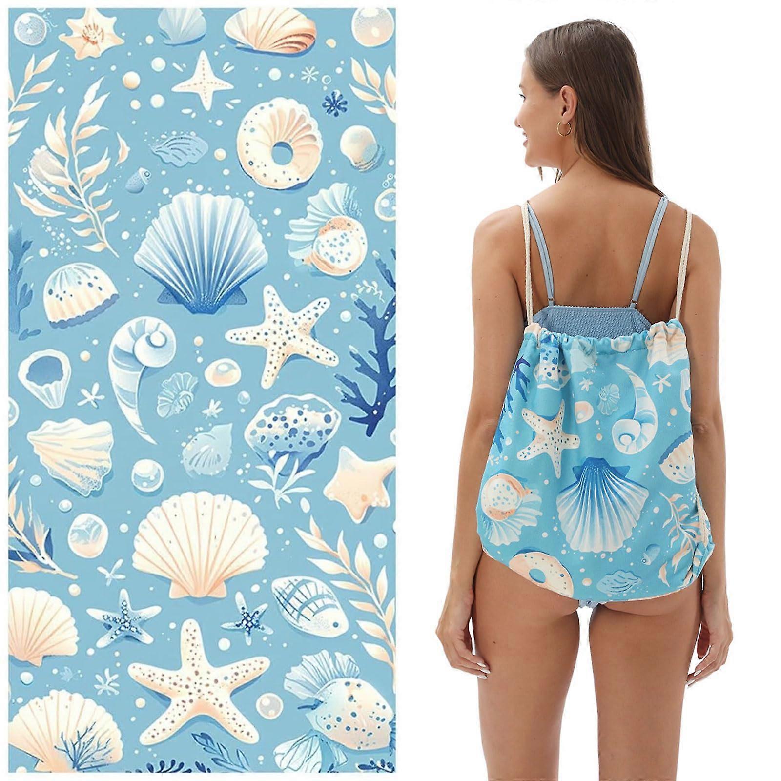 Extra Large Quick Dry Beach Towel with Integrated Bag, Sand  Foldable Travel Blanket