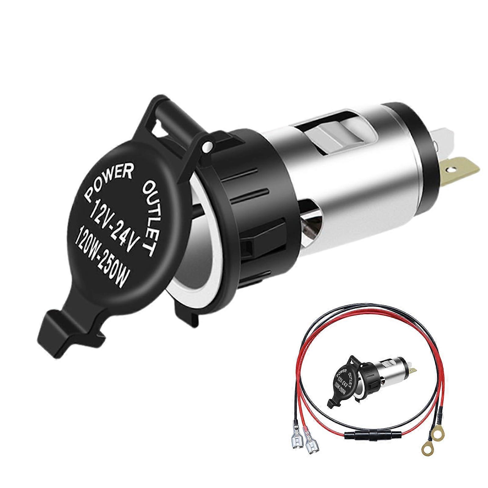 Universal 12V Car Cigarette Lighter Socket Waterproof Power Outlet with Builtin 10A Fuse